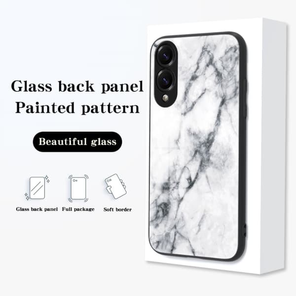 SKALO Samsung S25 Edge Marmori Karkaistu Lasi TPU Suojakuori - #4