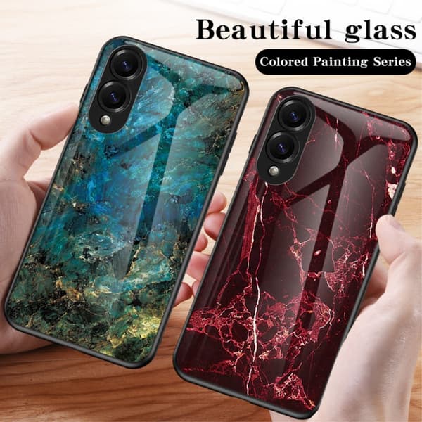 SKALO Samsung S25 Edge Marmori Karkaistu Lasi TPU Suojakuori - #4