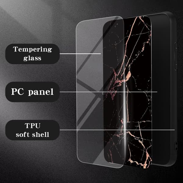 SKALO Samsung S25 Edge Marmori Karkaistu Lasi TPU Suojakuori - #4