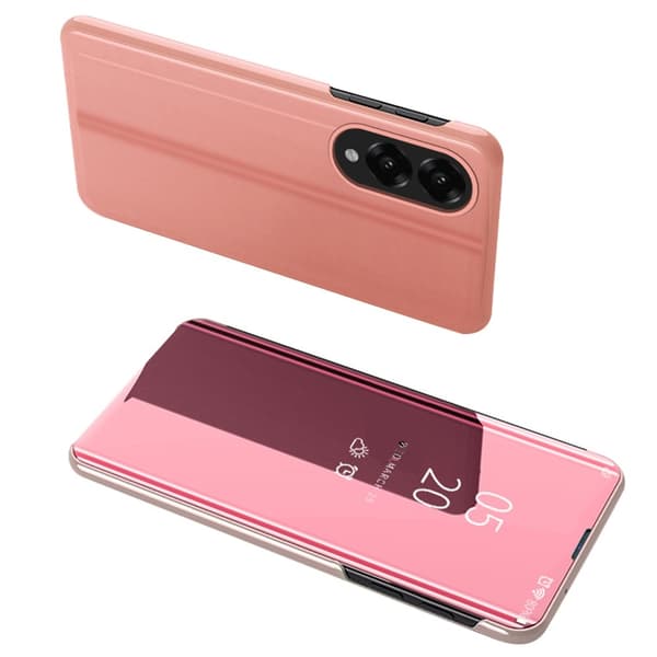 SKALO Samsung S25 Edge Clear View Lompakkokotelo - Ruusukulta
