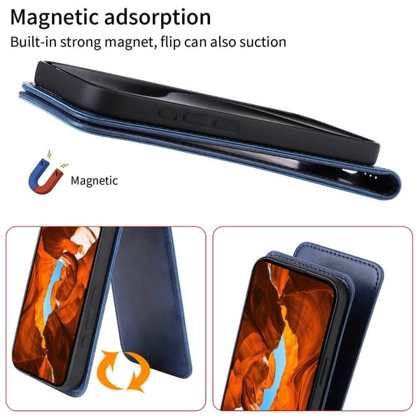 SKALO Samsung S25 Edge Pysty PU-nahka Suojakuori - Musta