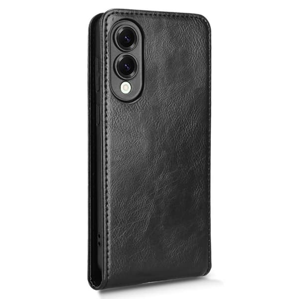 SKALO Samsung S25 Edge Pysty PU-nahka Suojakuori - Musta