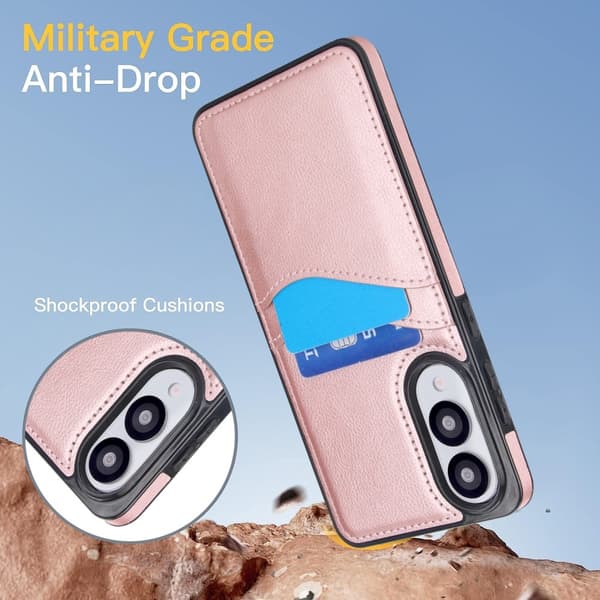 SKALO Samsung S25 Edge PU-Læder Kortholder Cover - Rosa guld