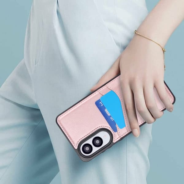 SKALO Samsung S25 Edge PU-Læder Kortholder Cover - Rosa guld