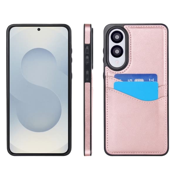 SKALO Samsung S25 Edge PU-Læder Kortholder Cover - Rosa guld