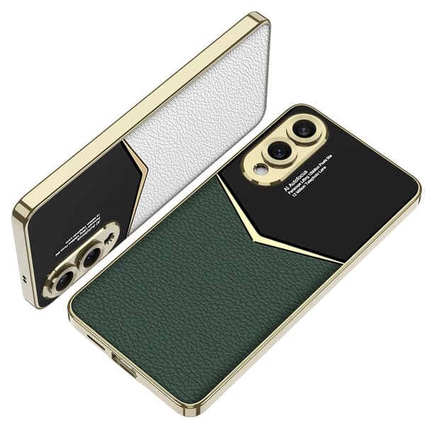 SKALO Samsung S25 Edge GKK PU-Læder Guldkant Cover - Sort