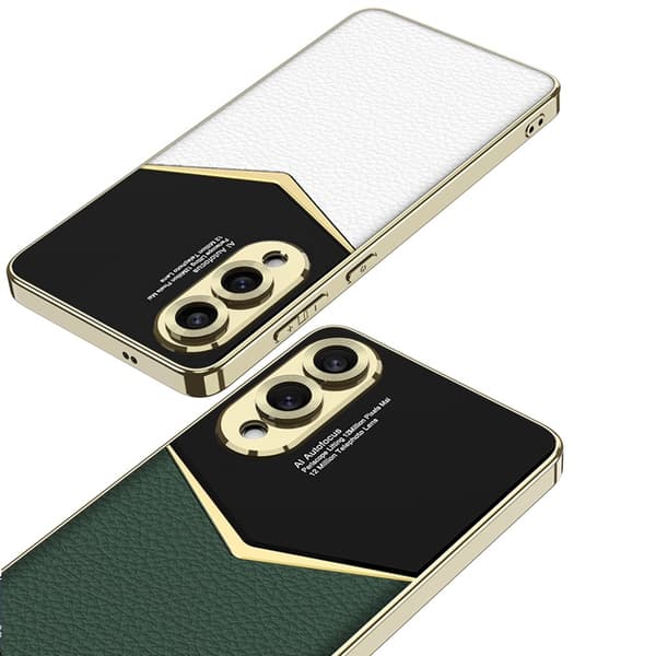 SKALO Samsung S25 Edge GKK PU-Læder Guldkant Cover - Sort