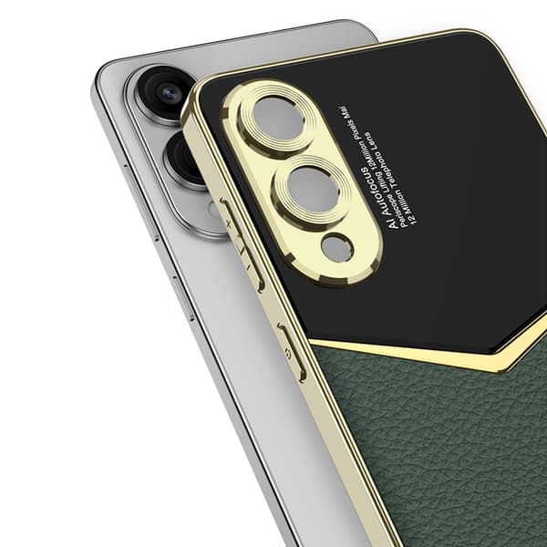 SKALO Samsung S25 Edge GKK PU-Læder Guldkant Cover - Sort