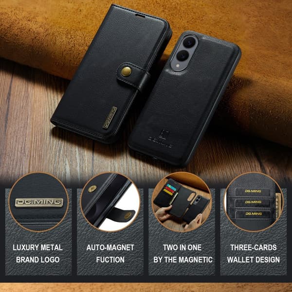 DG MING Samsung S25 Edge 2-i-1 Magnet Flip Cover - Sort