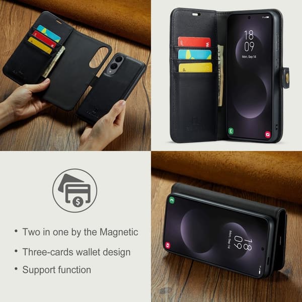 DG MING Samsung S25 Edge 2-i-1 Magnet Flip Cover - Sort