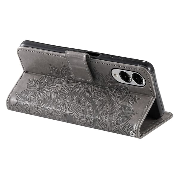 SKALO Samsung S25 Edge Mandala Flip Cover - Grå