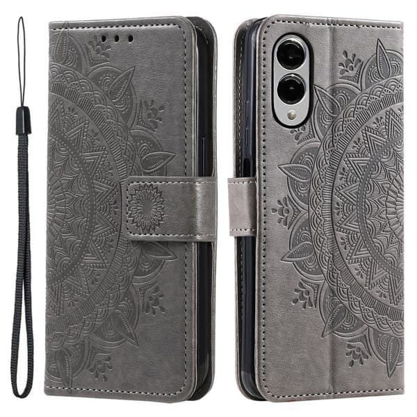 SKALO Samsung S25 Edge Mandala Flip Cover - Grå