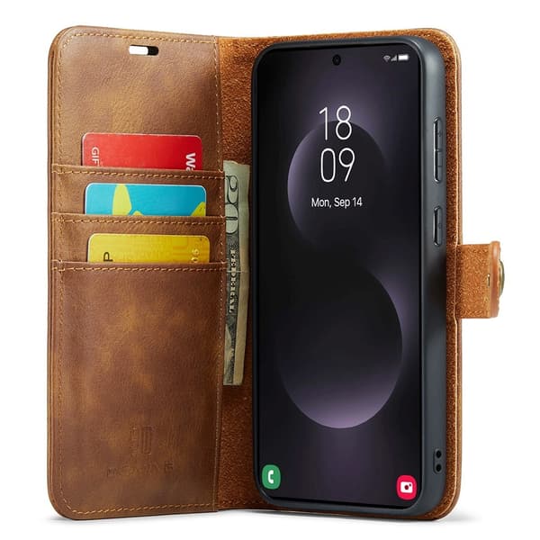 DG MING Samsung S25 Edge 2-i-1 Magnet Plånboksfodral - Brun