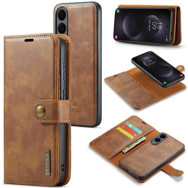 DG MING Samsung S25 Edge 2-i-1 Magnet Plånboksfodral - Brun