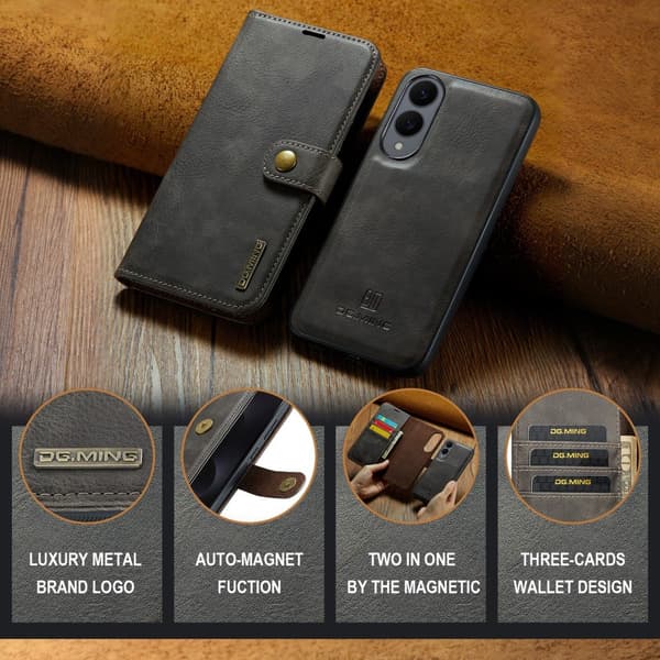 DG MING Samsung S25 Edge 2-in-1 Magneetti Lompakkokotelo - Harmaa