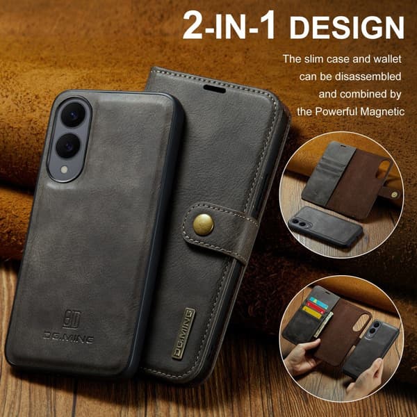 DG MING Samsung S25 Edge 2-in-1 Magneetti Lompakkokotelo - Harmaa