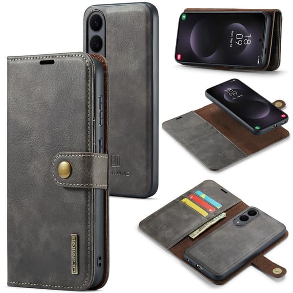 DG MING Samsung S25 Edge 2-in-1 Magneetti Lompakkokotelo - Harmaa