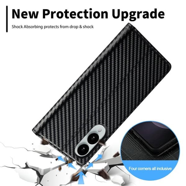 SKALO Samsung S25 Edge LC.IMEEKE Carbon Fiber Lompakkokotelo - Musta