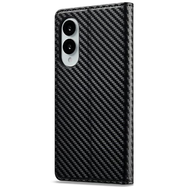 SKALO Samsung S25 Edge LC.IMEEKE Carbon Fiber Lompakkokotelo - Musta