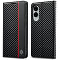 Pikkukuva 1 / 11: SKALO Samsung S25 Edge LC.IMEEKE Carbon Fiber Lompakkokotelo - Musta