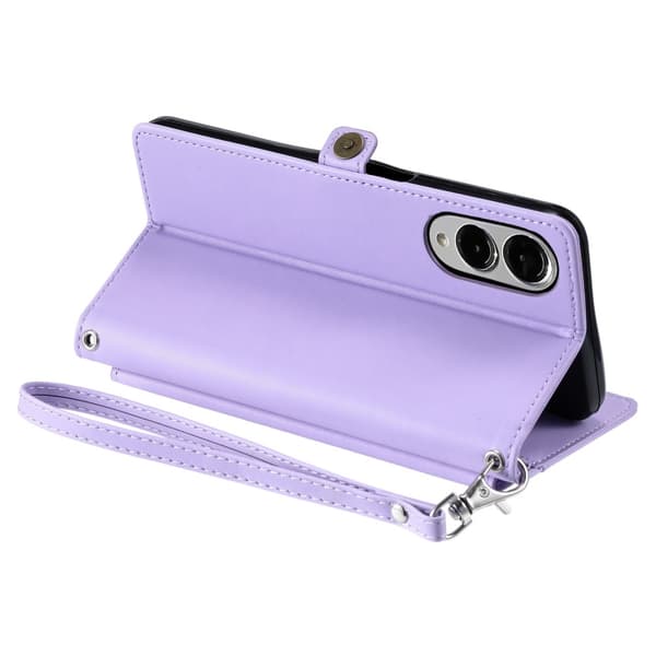 SKALO Samsung S25 Edge PU-Nahkakuori Lompakkokotelo - Violetti