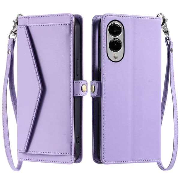 SKALO Samsung S25 Edge PU-Nahkakuori Lompakkokotelo - Violetti