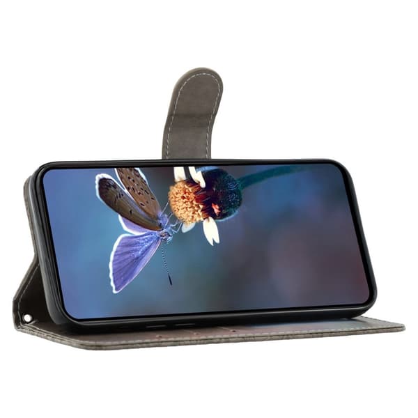 SKALO Samsung S25 Edge Mandala Kukka Lompakkokotelo - Harmaa