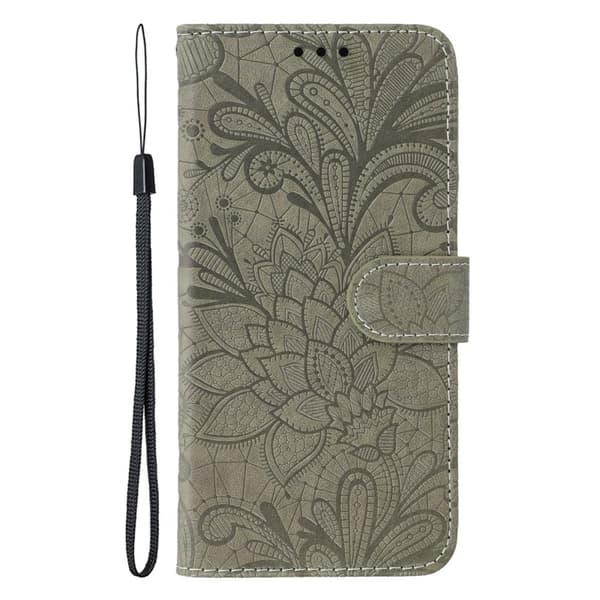 SKALO Samsung S25 Edge Mandala Kukka Lompakkokotelo - Harmaa