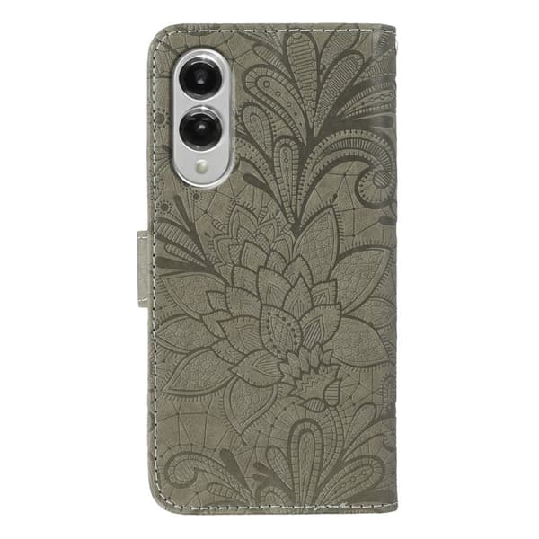 SKALO Samsung S25 Edge Mandala Kukka Lompakkokotelo - Harmaa