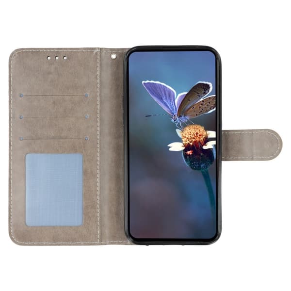 SKALO Samsung S25 Edge Mandala Kukka Lompakkokotelo - Harmaa