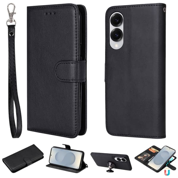 SKALO Samsung S25 Edge 2-in-1 Magneettinen Irrotettava Lompakkokotelo - Musta