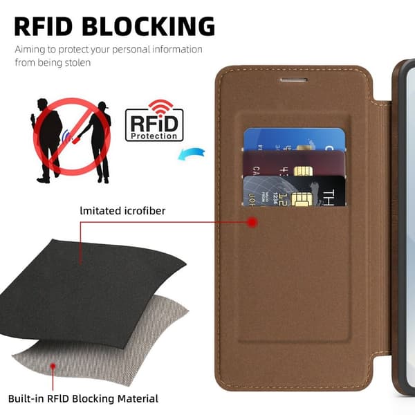 SKALO Samsung S25 Edge Slim Flip Cover - Mørkebrun