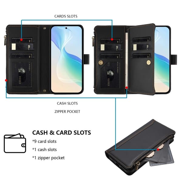 SKALO Samsung XCover7 Pro Stor Tegnebog 11-RUM Flip Cover - Sort
