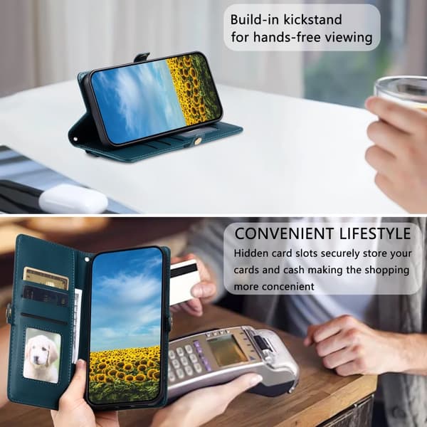 SKALO Samsung S25 Edge PU-Nahkakuori Lompakkokotelo - Vihreä