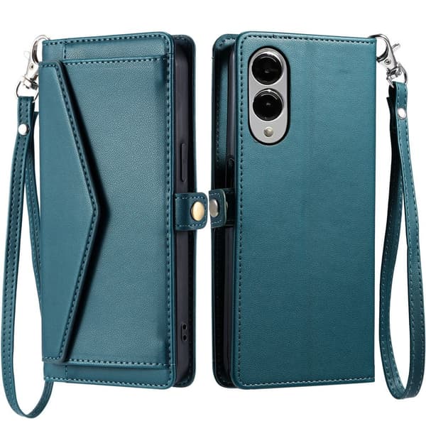SKALO Samsung S25 Edge PU-Nahkakuori Lompakkokotelo - Vihreä