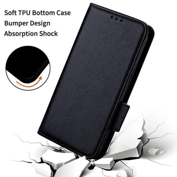 SKALO Samsung XCover7 Pro Litchi Tekstur Etui Flip Cover - Sort