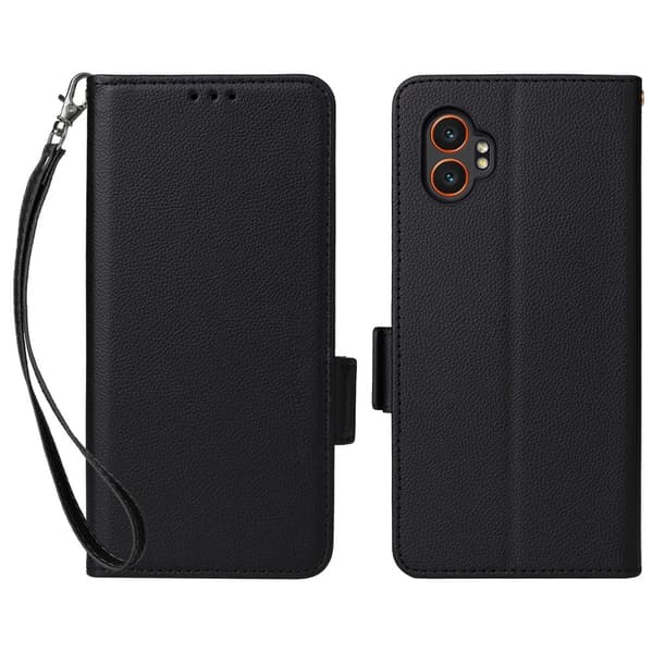 SKALO Samsung XCover7 Pro Litchi Tekstur Etui Flip Cover - Sort