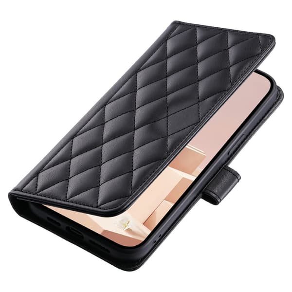 SKALO Samsung S25 Edge Quiltet Skulderrem Flip Cover - Sort