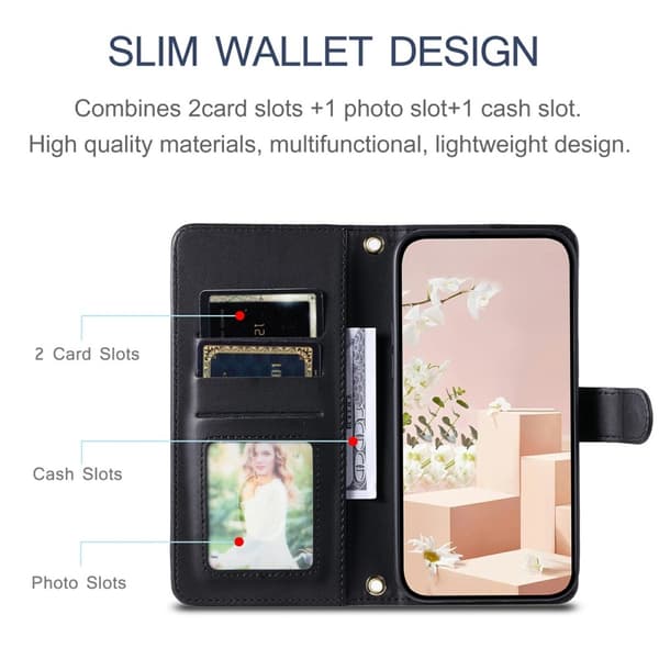 SKALO Samsung S25 Edge Quiltet Skulderrem Flip Cover - Sort