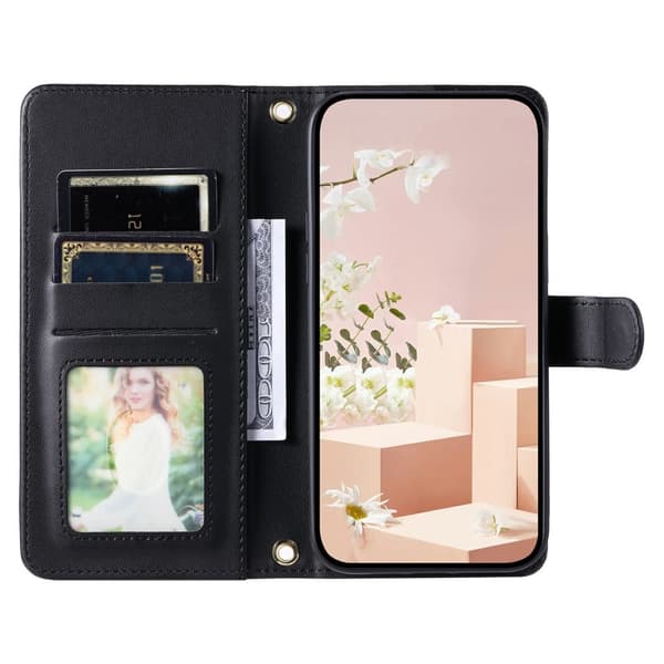 SKALO Samsung S25 Edge Quiltet Skulderrem Flip Cover - Sort