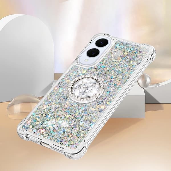 SKALO Samsung S25 Edge Juoksuhiekka Kimalle Rengas Suojakuori - Hopea