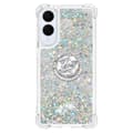 Pikkukuva 2 / 7: SKALO Samsung S25 Edge Juoksuhiekka Kimalle Rengas Suojakuori - Hopea