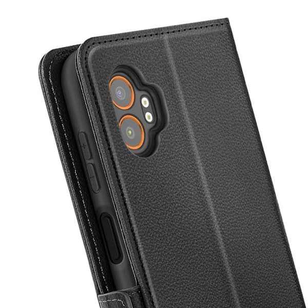 Fodral med lock för Galaxy XCover 7 Pro med handledsrem och plånboksstöd i svart