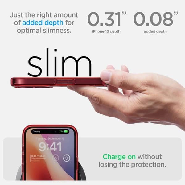 Coque - Spigen - iPhone 16 - Ultra Hybrid - Anti-gulning - Röd Crystal