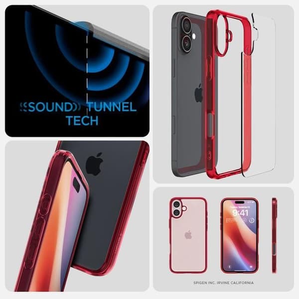 Coque - Spigen - iPhone 16 - Ultra Hybrid - Anti-gulning - Röd Crystal