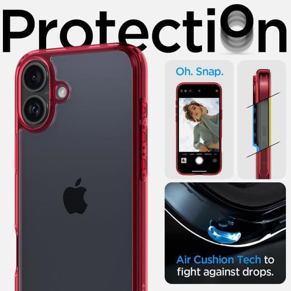Coque - Spigen - iPhone 16 - Ultra Hybrid - Anti-gulning - Röd Crystal