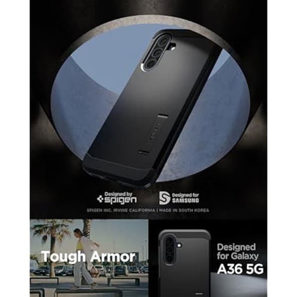 Coque - SPIGEN - Tough Armor - Stötdämpande - Hybrid Skydd - Kompatibel med Samsung Galaxy A36 5G - Svart