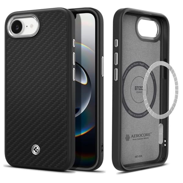 Coque för iPhone 16e - Spigen Enzo Enzo Aramid MagSafe - Svart Matt