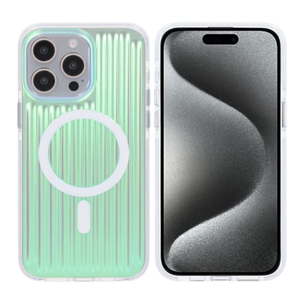 iPhone 15 Pro Max Stöttåligt Mobilskal Magsafe Reflektionsfärg - Grön