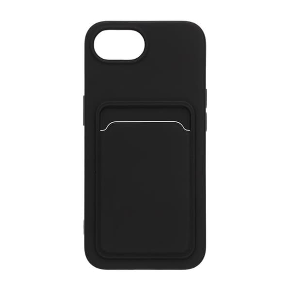 iPhone 16e Mobilskal Silikon med Korthållare - Svart